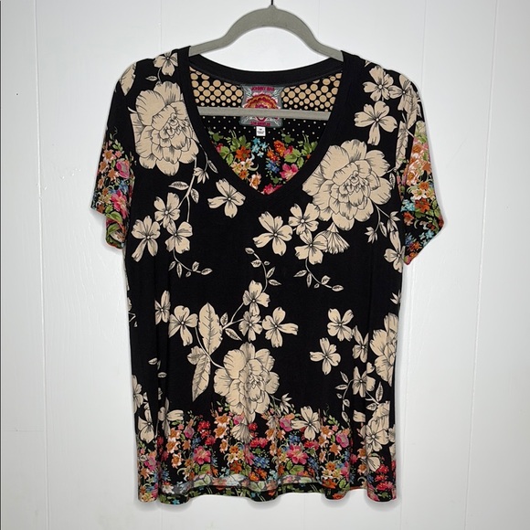 Johnny Was Women's Floral The Janie Favorite Short Sleeve V-Neck Shirt Medium - Picture 2 of 7